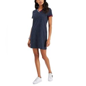 Tommy Hilfiger Dot-Print V-Neck T-Shirt Dress size Mediumm